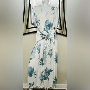 Alfani White and Green Floral Maxi Dress